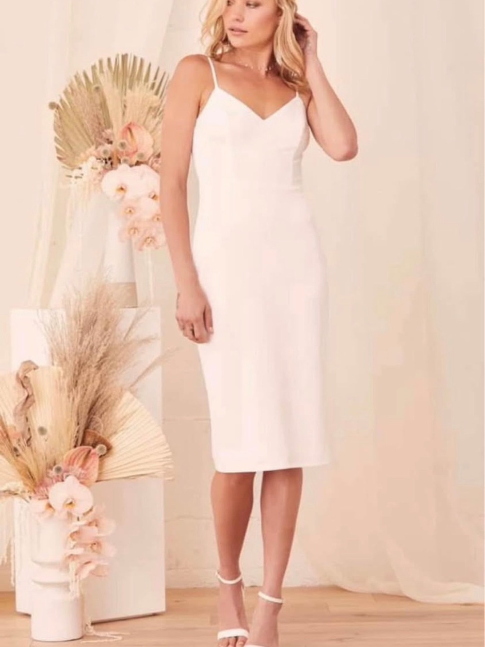 Lulus women white dress with bow size large